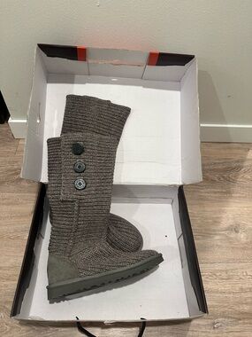 UGG Gray Knit Button Tall Boots- New size 8